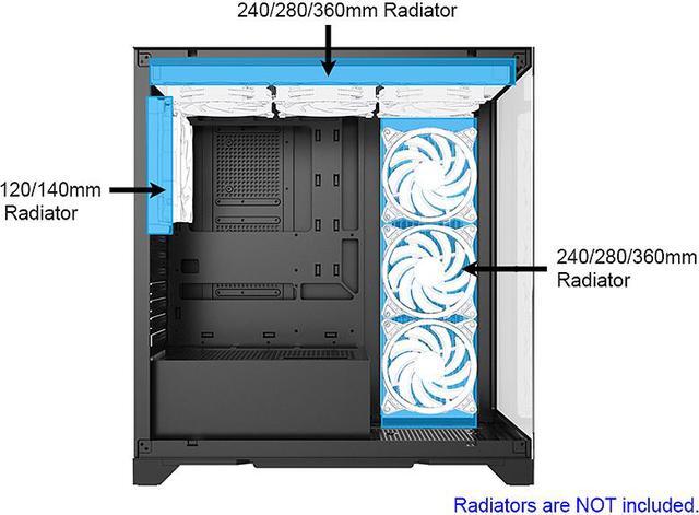 Alt view image 12 of 13 - Bgears b-Pellucid ATX Black Middle Tower ATX Tempered Glass Slim Mid Tower Crystal-Clear View with In?nity Tempered Glass Design