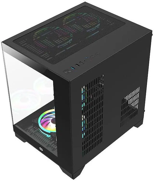 Alt view image 4 of 13 - Bgears b-Pellucid MicroATX Black Micro ATX Tower Case, Tempered Glass Compact Design