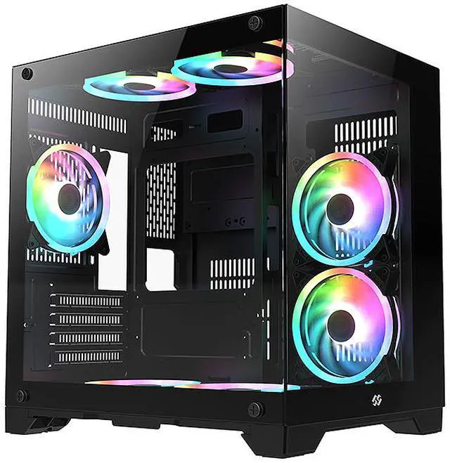 Alt view image 5 of 13 - Bgears b-Pellucid MicroATX Black Micro ATX Tower Case, Tempered Glass Compact Design