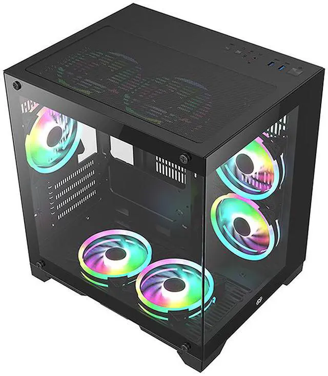 Alt view image 7 of 13 - Bgears b-Pellucid MicroATX Black Micro ATX Tower Case, Tempered Glass Compact Design