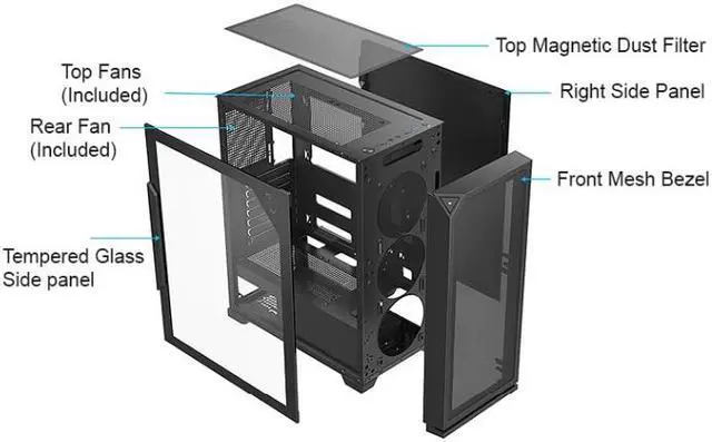 Main image of Bluegears b-Knights RGB Gaming Case Preinstalled with 6 x RGB 120mm Fans, Front Mesh Cover, and Side Tempered Glass for Extreme Cooling and Lighting Display Specially Designed for Fearsome Gamers.