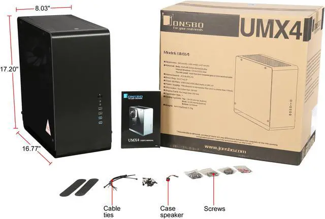 Alt view image 9 of 9 - Jonsbo UMX4 Window Version BK ATX Mid-Tower Case, Dual Tempered Glass Panels, Brushed Aluminum Rounded Corners
