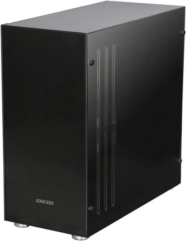 Alt view image 3 of 9 - Jonsbo C4 B ATX Mid-Tower Case, Dual Tempered Glass Panels, Black Aluminum-Magnesium Alloy Body