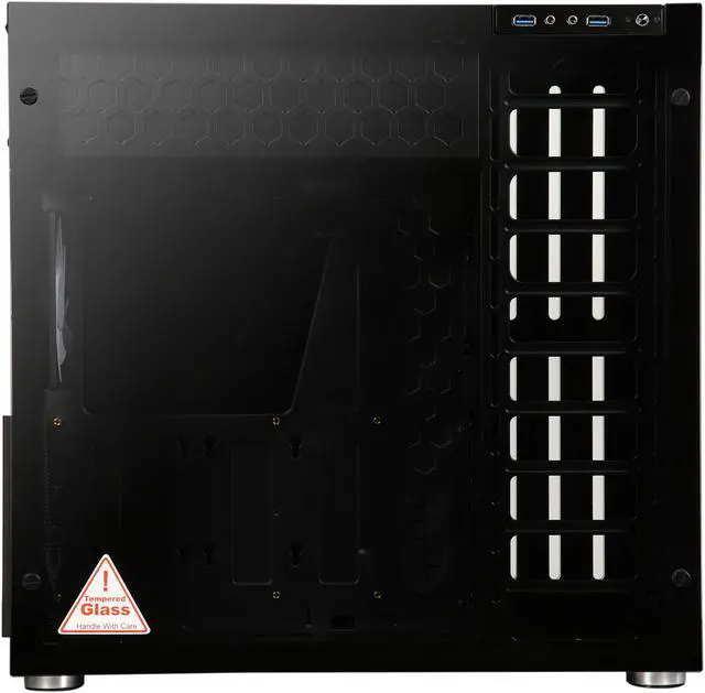 Alt view image 4 of 9 - Jonsbo C4 B ATX Mid-Tower Case, Dual Tempered Glass Panels, Black Aluminum-Magnesium Alloy Body