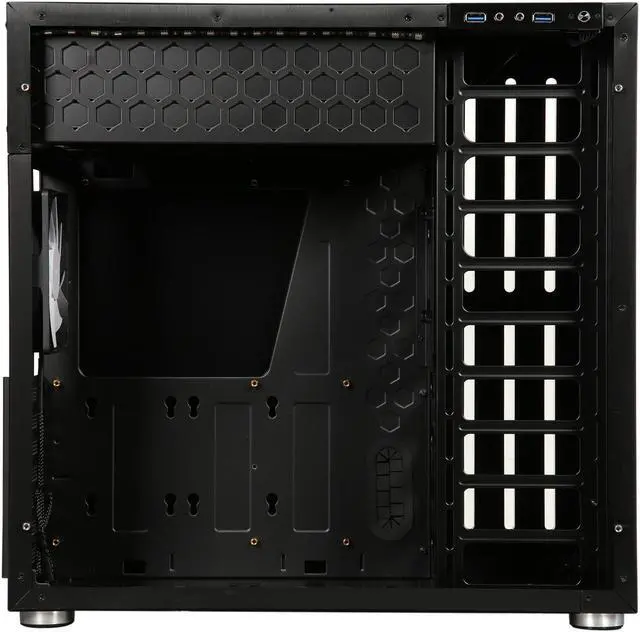 Alt view image 6 of 9 - Jonsbo C4 B ATX Mid-Tower Case, Dual Tempered Glass Panels, Black Aluminum-Magnesium Alloy Body