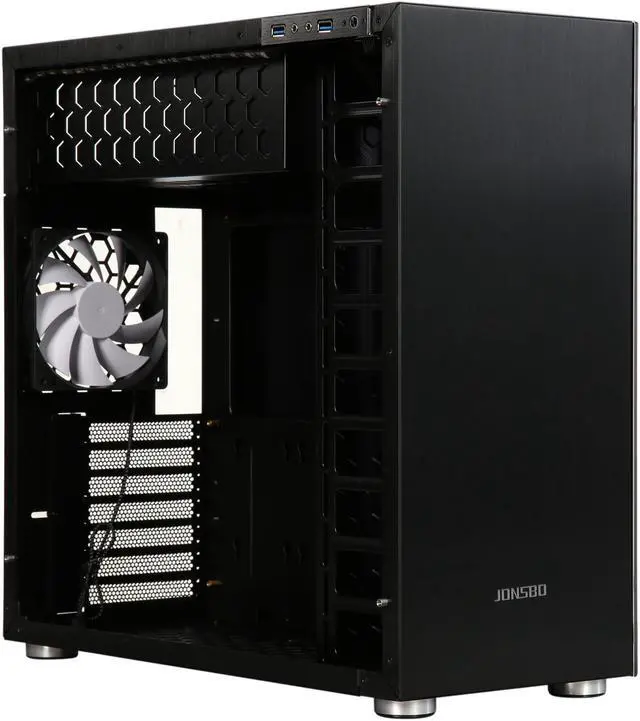 Alt view image 7 of 9 - Jonsbo C4 B ATX Mid-Tower Case, Dual Tempered Glass Panels, Black Aluminum-Magnesium Alloy Body