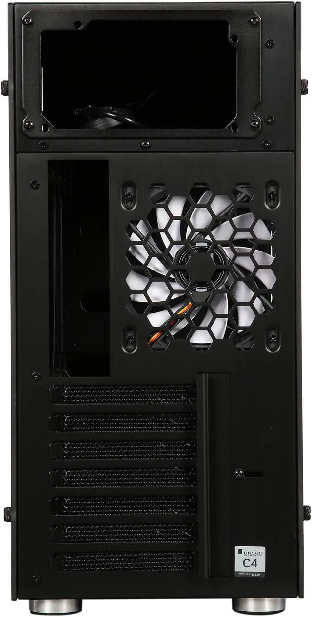 Alt view image 8 of 9 - Jonsbo C4 B ATX Mid-Tower Case, Dual Tempered Glass Panels, Black Aluminum-Magnesium Alloy Body