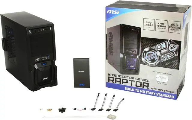 Alt view image 9 of 9 - MSI Raptor IN-9410 Black Steel ATX Mid Tower Computer Case