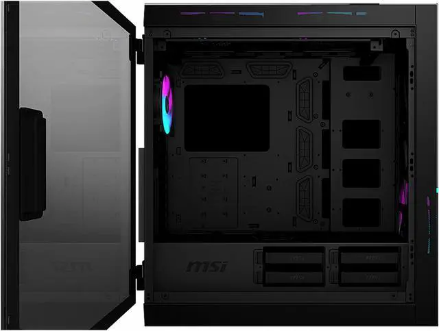 Alt view image 11 of 14 - MSI MPG SEKIRA 500X Mid-Tower Aluminum and Steel Computer Case Designed for up to EATX Motherboards with USB 3.2 Gen 2 Type-C, 2x Tool-Less Tempered Glass, and Five Case Fans included.