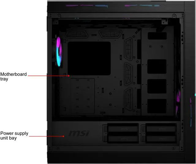 Alt view image 10 of 14 - MSI MPG SEKIRA 500X Mid-Tower Aluminum and Steel Computer Case Designed for up to EATX Motherboards with USB 3.2 Gen 2 Type-C, 2x Tool-Less Tempered Glass, and Five Case Fans included.