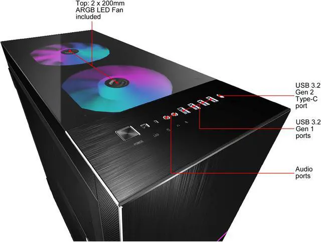 Alt view image 6 of 14 - MSI MPG SEKIRA 500X Mid-Tower Aluminum and Steel Computer Case Designed for up to EATX Motherboards with USB 3.2 Gen 2 Type-C, 2x Tool-Less Tempered Glass, and Five Case Fans included.
