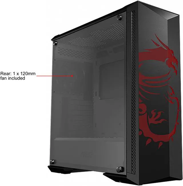 Alt view image 4 of 14 - MSI MPG GUNGNIR 100D Mid Tower Chassis Support up to EATX Motherboard, Side Panel of 4mm Tempered Glass, 120mm Fan, Reserved Cooling Space and Front USB 3.0 Ports
