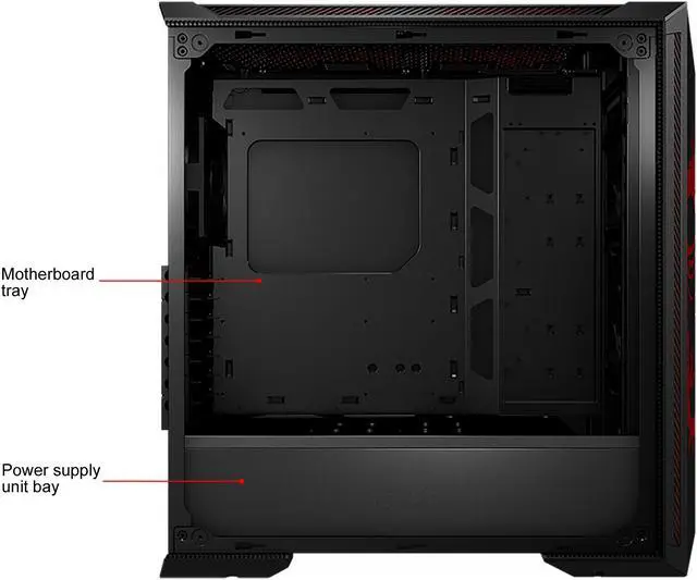 Alt view image 13 of 14 - MSI MPG GUNGNIR 100D Mid Tower Chassis Support up to EATX Motherboard, Side Panel of 4mm Tempered Glass, 120mm Fan, Reserved Cooling Space and Front USB 3.0 Ports