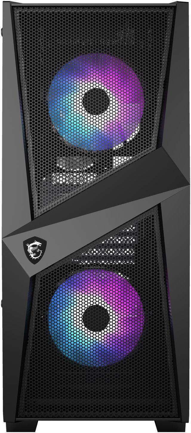  MSI MAG Forge 100M Mid Tower Gaming Computer Case Black, 2X 120  mm RGB PWM Fan, 1x 120 mm Fan, 1-6 RGB Hub, Tempered Glass Panel, ATX,  mATX, Mini-ITX - 306-7G03M11-809 : Electronics