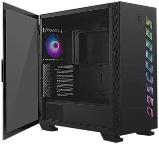 Alt view image 5 of 17 - MSI MPG QUIETUDE 100S Black SPCC Steel / Laminated Tempered Glass ATX Mid Tower Computer Case