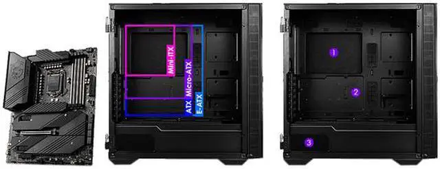 Alt view image 10 of 17 - MSI MPG QUIETUDE 100S Black SPCC Steel / Laminated Tempered Glass ATX Mid Tower Computer Case