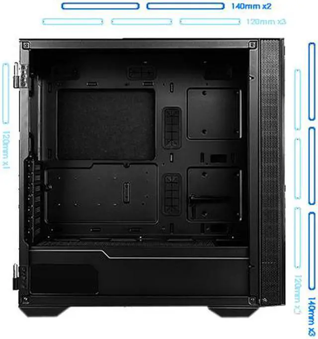 Alt view image 7 of 17 - MSI MPG QUIETUDE 100S Black SPCC Steel / Laminated Tempered Glass ATX Mid Tower Computer Case