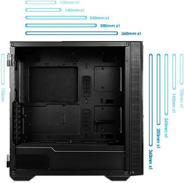Alt view image 8 of 17 - MSI MPG QUIETUDE 100S Black SPCC Steel / Laminated Tempered Glass ATX Mid Tower Computer Case