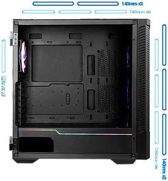 Alt view image 6 of 16 - MSI MPG VELOX 100R Black SPCC Steel / Laminated Tempered Glass ATX Mid Tower Computer Case