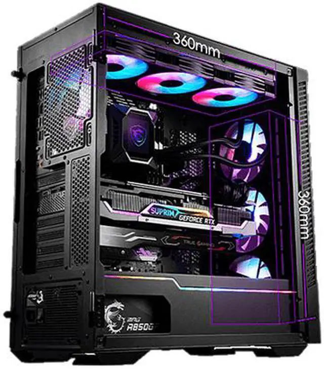 Alt view image 8 of 16 - MSI MPG VELOX 100R Black SPCC Steel / Laminated Tempered Glass ATX Mid Tower Computer Case