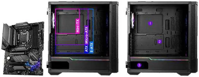 Alt view image 9 of 16 - MSI MPG VELOX 100R Black SPCC Steel / Laminated Tempered Glass ATX Mid Tower Computer Case