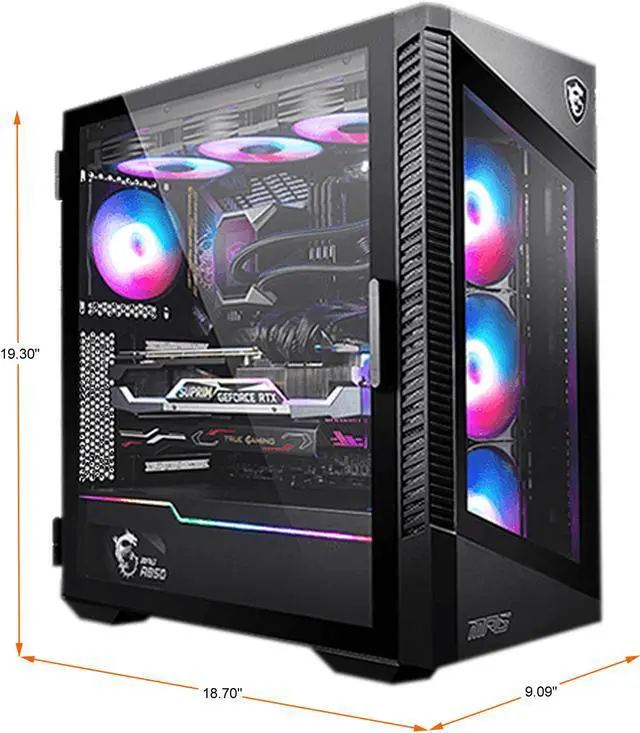Alt view image 2 of 16 - MSI MPG VELOX 100R Black SPCC Steel / Laminated Tempered Glass ATX Mid Tower Computer Case