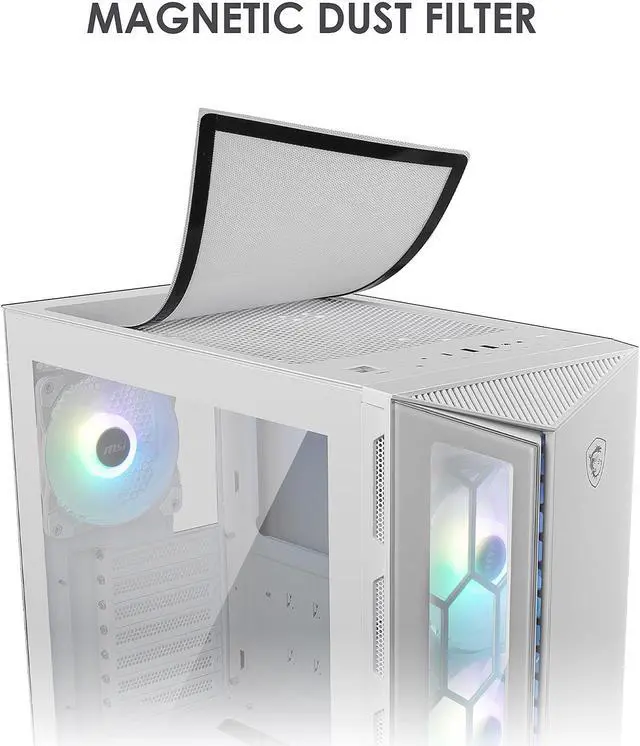 Alt view image 4 of 8 - MSI MPG GUNGNIR 110R White ABS / SPCC / Tempered Glass ATX Mid Tower Computer Case