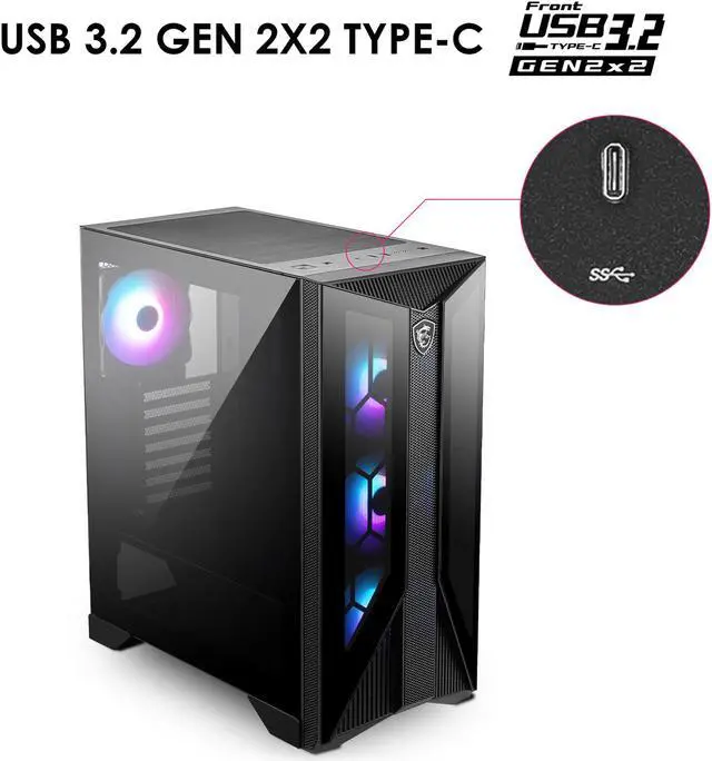 Alt view image 4 of 15 - MSI MPG GUNGNIR 120R Black ATX Mid Tower Computer Case