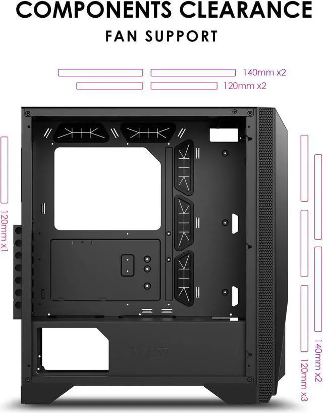 Alt view image 12 of 15 - MSI MPG GUNGNIR 120R Black ATX Mid Tower Computer Case