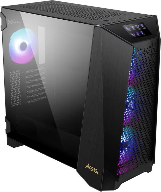 Alt view image 5 of 17 - MSI MEG PROSPECT 700R Black Steel / Tempered Glass ATX Mid Tower Cases - 4 ARGB Fans - 4.3" Touch Panel