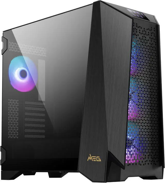 Alt view image 6 of 17 - MSI MEG PROSPECT 700R Black Steel / Tempered Glass ATX Mid Tower Cases - 4 ARGB Fans - 4.3" Touch Panel
