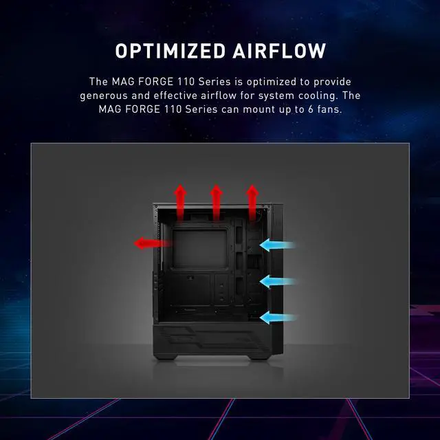 Alt view image 12 of 14 - MSI Mid-Tower PC Gaming Case – Tempered Glass Side Panel – 4 x 120mm aRGB Fan – Liquid Cooling Support up to 240mm Radiator x 1 – MAG Forge 112R