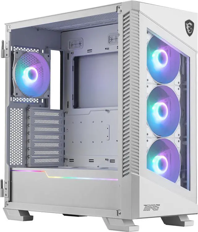 Alt view image 4 of 13 - MSI MPG VELOX 100R White SPCC Steel / Laminated Tempered Glass ATX Mid Tower Computer Case