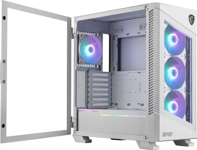 Alt view image 6 of 13 - MSI MPG VELOX 100R White SPCC Steel / Laminated Tempered Glass ATX Mid Tower Computer Case