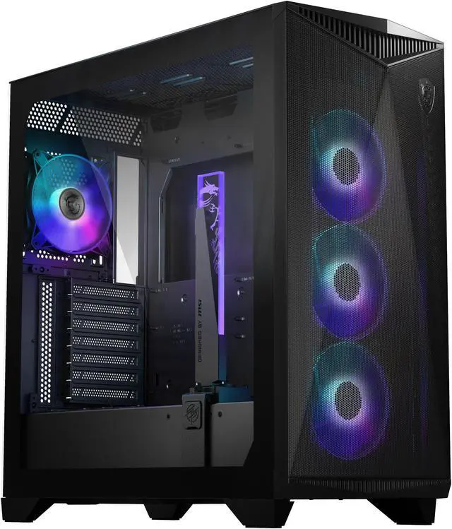 Alt view image 6 of 15 - MSI MPG GUNGNIR 300R AIRFLOW, USA, 2xUSB 3.2 Gen 1, 1xUSB 3.2 Gen2 Type-C, 4x120mm PWM ARGB Fan, ARGB+PWM Control Board, Tempered Glass Window, Black