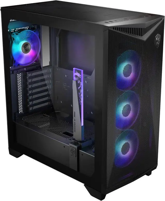 Alt view image 7 of 15 - MSI MPG GUNGNIR 300R AIRFLOW, USA, 2xUSB 3.2 Gen 1, 1xUSB 3.2 Gen2 Type-C, 4x120mm PWM ARGB Fan, ARGB+PWM Control Board, Tempered Glass Window, Black