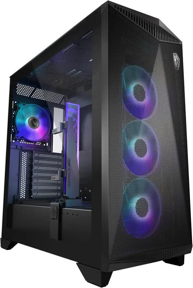 Alt view image 8 of 15 - MSI MPG GUNGNIR 300R AIRFLOW, USA, 2xUSB 3.2 Gen 1, 1xUSB 3.2 Gen2 Type-C, 4x120mm PWM ARGB Fan, ARGB+PWM Control Board, Tempered Glass Window, Black