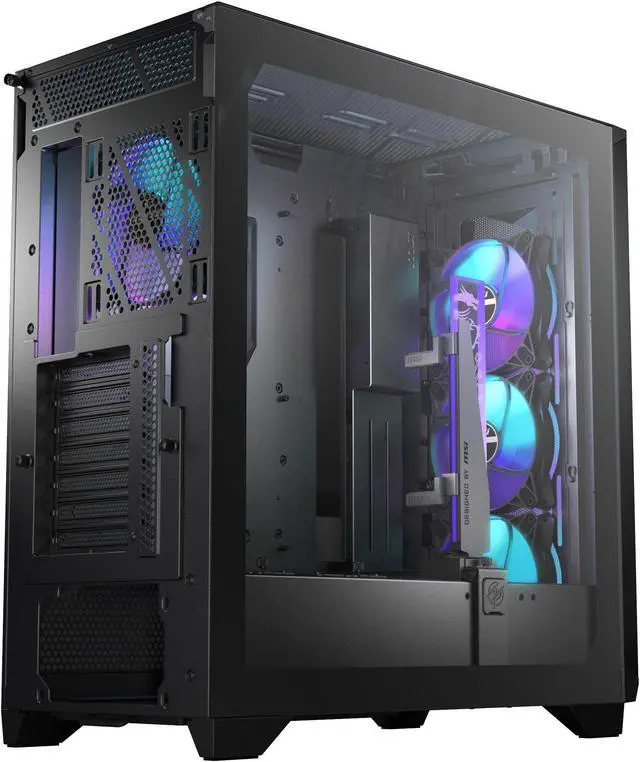 Alt view image 10 of 15 - MSI MPG GUNGNIR 300R AIRFLOW, USA, 2xUSB 3.2 Gen 1, 1xUSB 3.2 Gen2 Type-C, 4x120mm PWM ARGB Fan, ARGB+PWM Control Board, Tempered Glass Window, Black