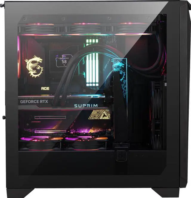 Alt view image 5 of 15 - MSI MPG GUNGNIR 300R AIRFLOW, USA, 2xUSB 3.2 Gen 1, 1xUSB 3.2 Gen2 Type-C, 4x120mm PWM ARGB Fan, ARGB+PWM Control Board, Tempered Glass Window, Black