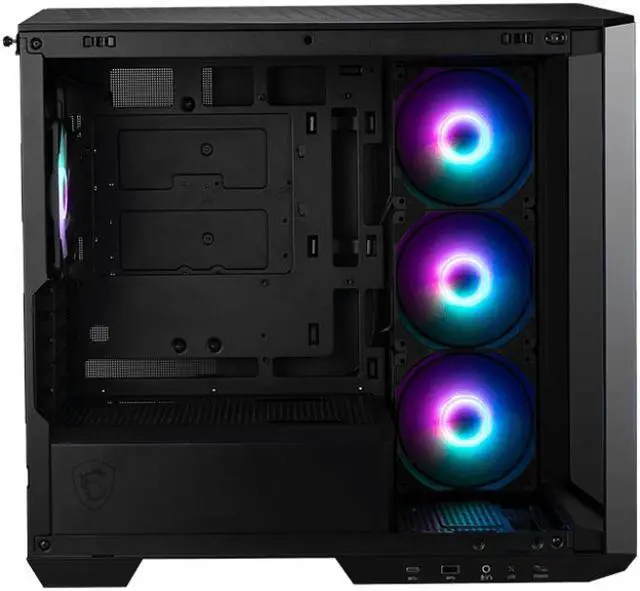 Alt view image 3 of 11 - MSI MAG PANO M100R PZ Micro-ATX PC Case - Supports Back-Connect Motherboard, 4 ARGB Fans, Lighting Hub, GPU Support Stand, Dust Filters, USB Type-C (20Gbps), 270-degree Panoramic Display