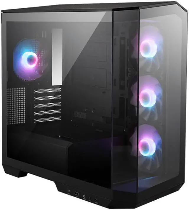 Alt view image 2 of 11 - MSI MAG PANO M100R PZ Micro-ATX PC Case - Supports Back-Connect Motherboard, 4 ARGB Fans, Lighting Hub, GPU Support Stand, Dust Filters, USB Type-C (20Gbps), 270-degree Panoramic Display