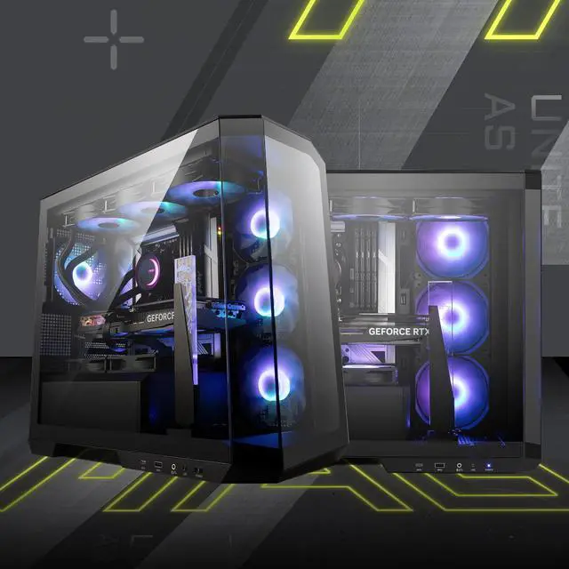 Alt view image 4 of 11 - MSI MAG PANO M100R PZ Micro-ATX PC Case - Supports Back-Connect Motherboard, 4 ARGB Fans, Lighting Hub, GPU Support Stand, Dust Filters, USB Type-C (20Gbps), 270-degree Panoramic Display