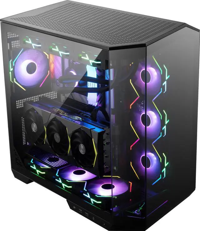 Alt view image 2 of 18 - MSI MAG PANO 100L PZ Project Zero Mid Tower ATX Gaming Case, ABS Plastic, SPCC Steel, Tempered Glass, Support Back-Connect, 270-degree Panoramic Display, GPU Support Stand, Dust Filter