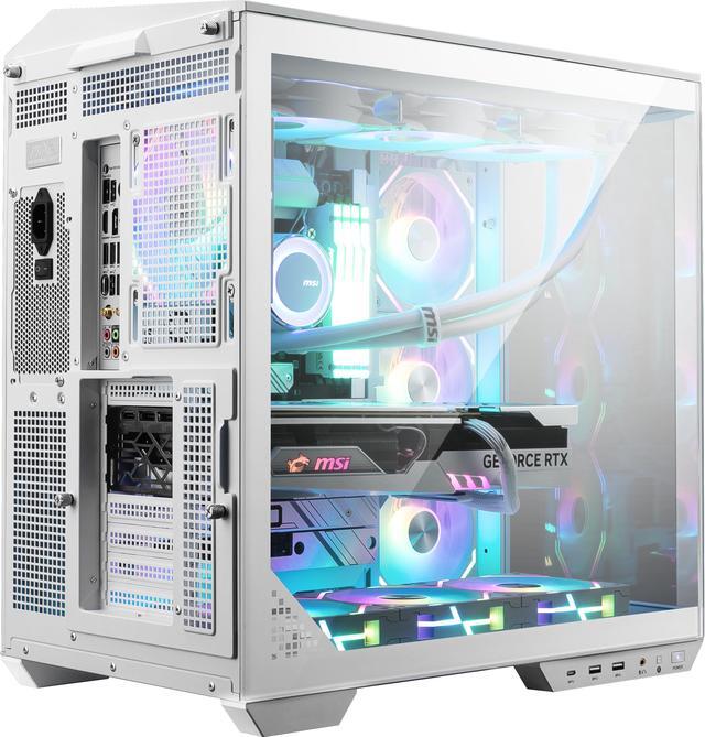 Alt view image 4 of 20 - MSI MAG PANO 100L PZ White Project Zero Mid Tower ATX Gaming Case, ABS Plastic, SPCC Steel, Tempered Glass, Support Back-Connect, 270-degree Panoramic Display, GPU Support Stand, Dust Filter