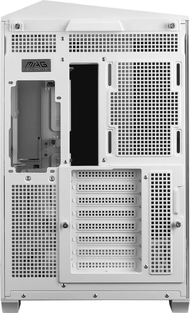 Alt view image 18 of 20 - MSI MAG PANO 100L PZ White Project Zero Mid Tower ATX Gaming Case, ABS Plastic, SPCC Steel, Tempered Glass, Support Back-Connect, 270-degree Panoramic Display, GPU Support Stand, Dust Filter