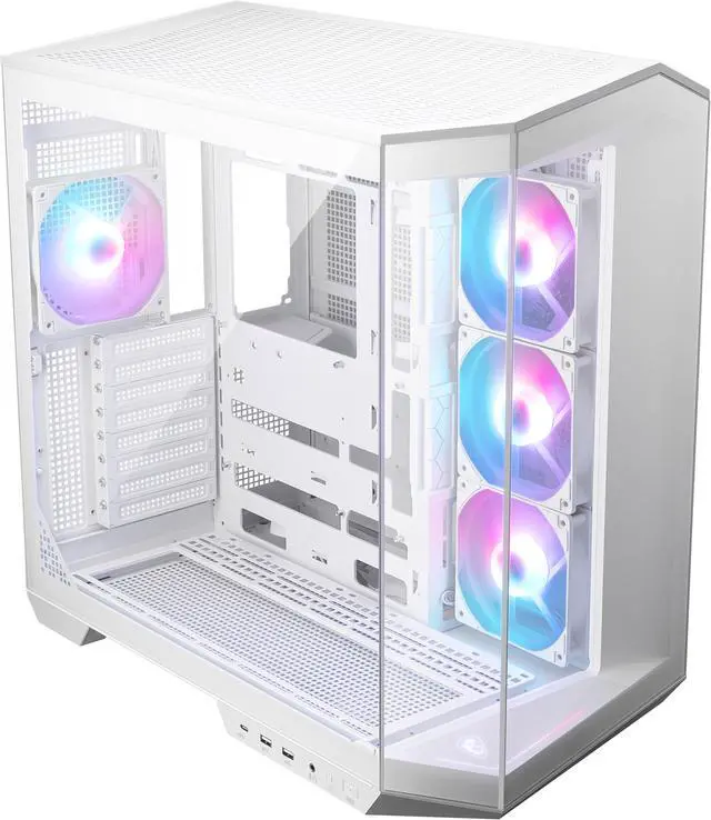 Alt view image 3 of 7 - MSI MAG PANO 100R PZ White Project Zero Mid Tower ATX Gaming Case, Tempered Glass, Support Back-Connect, 270-degree Panoramic Display, GPU Support Stand, 4 ARGB Fans