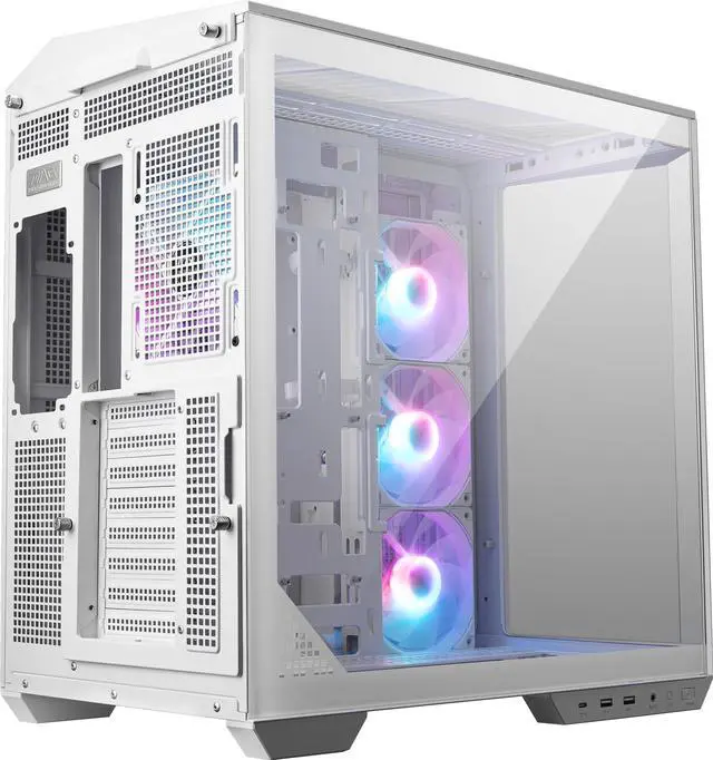 Alt view image 4 of 7 - MSI MAG PANO 100R PZ White Project Zero Mid Tower ATX Gaming Case, Tempered Glass, Support Back-Connect, 270-degree Panoramic Display, GPU Support Stand, 4 ARGB Fans