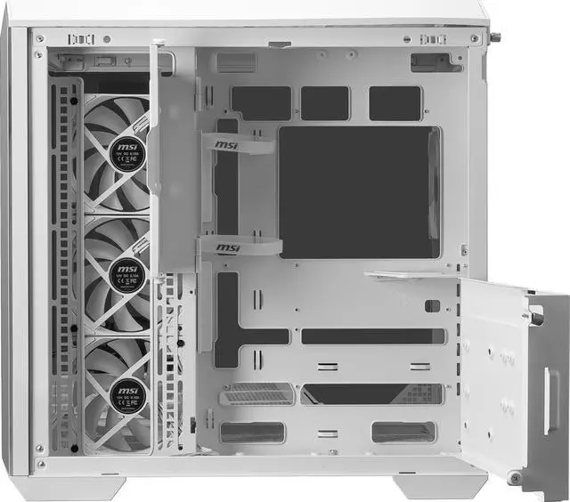 Alt view image 7 of 7 - MSI MAG PANO 100R PZ White Project Zero Mid Tower ATX Gaming Case, Tempered Glass, Support Back-Connect, 270-degree Panoramic Display, GPU Support Stand, 4 ARGB Fans