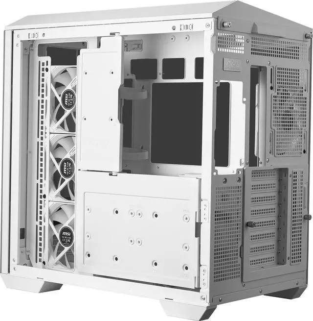 Alt view image 5 of 7 - MSI MAG PANO 100R PZ White Project Zero Mid Tower ATX Gaming Case, Tempered Glass, Support Back-Connect, 270-degree Panoramic Display, GPU Support Stand, 4 ARGB Fans