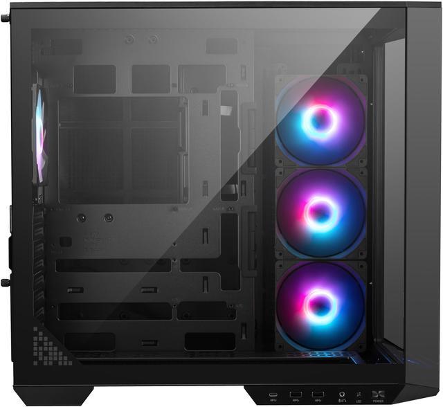 Alt view image 4 of 6 - MSI MAG PANO 100R PZ Project Zero Mid Tower ATX Gaming Case, Tempered Glass, Support Back-Connect, 270-degree Panoramic Display, GPU Support Stand, 4 ARGB Fans